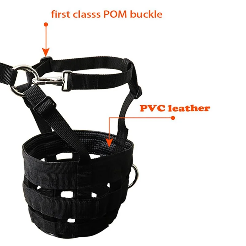 Bozal de Caballo Talla M de Webbing Grueso, Transpirable, Antimordeduras, Acolchado para Pastoreo - Negro