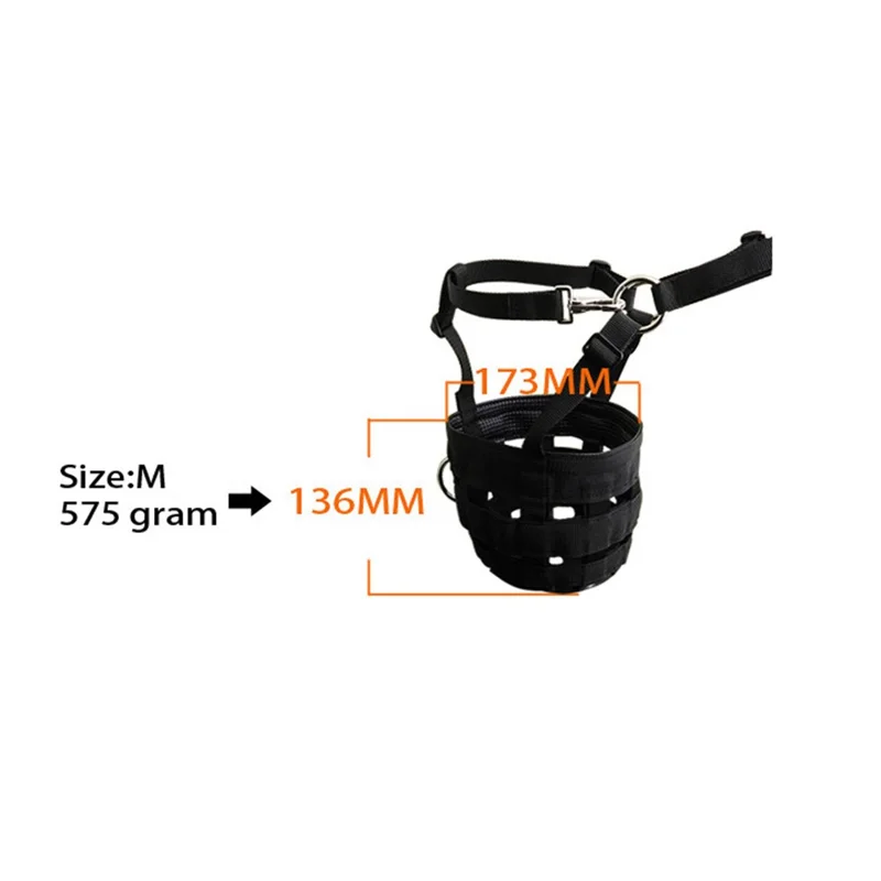 Bozal de Caballo Talla M de Webbing Grueso, Transpirable, Antimordeduras, Acolchado para Pastoreo - Negro