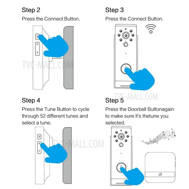 433МГц Беспроводной умный видеозвонок Chime Music Receiver Home Security Indoor Intercom Door Bell - Черный EU Plug
