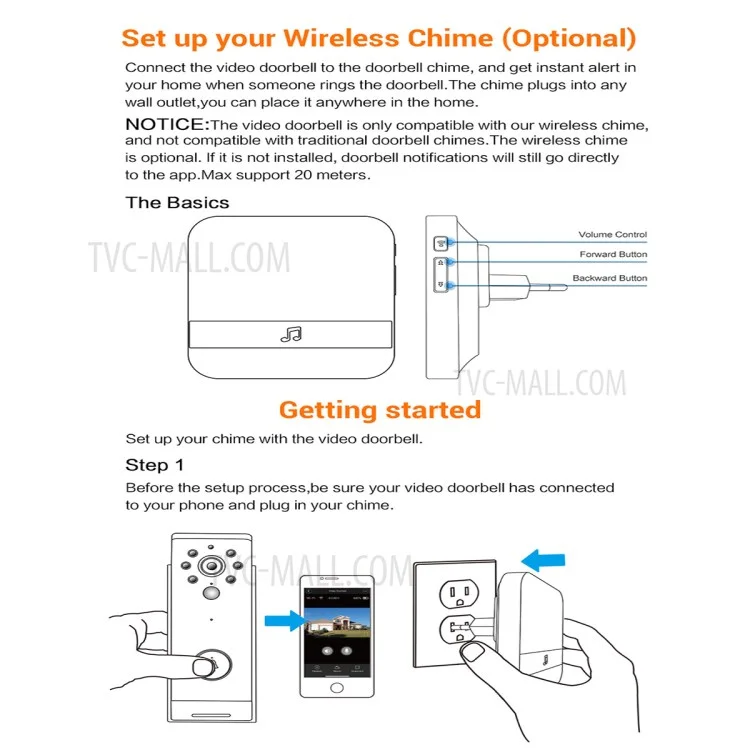 433MHz Wireless Smart Video Doorbell Chime Music Receiver Home Security Indoor Intercom Door Bell - White EU Plug