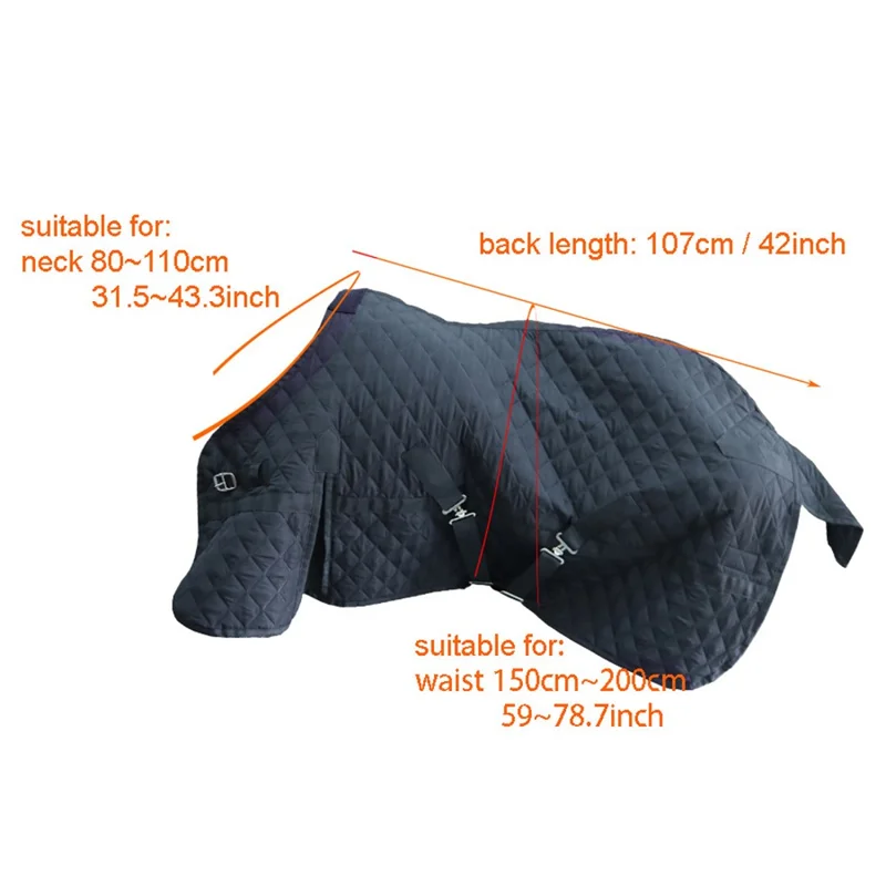 Manta de Caballo Ajustable Cálida - Transpirable y Cómoda, Tela Acolchada de Poliéster para Equipamiento Ecuestre