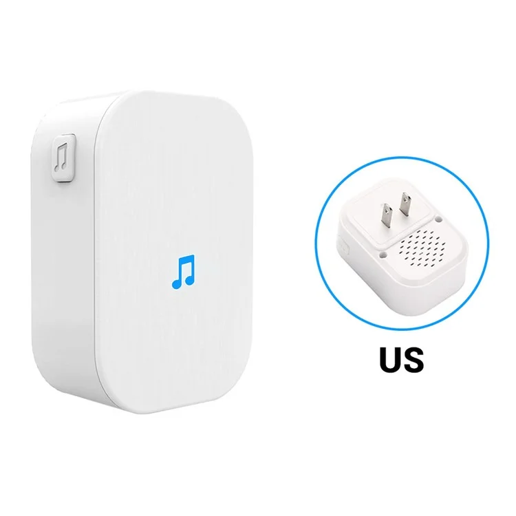 433MHz Plug-in Chime Wireless Video Doorbell Einstellbare Lautstärke Melodieauswahl Ding-Dong Türklingel - Weiß US-Stecker