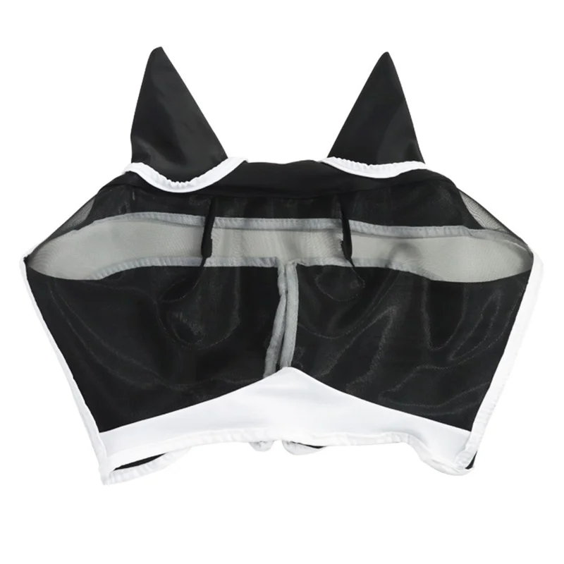 MMZ-001 Horse Fly Mask Comfortable Stretchy Elastic Horse Face Cover Anti-mosquito Eye Protection Horse Face Mask - Schwarz
