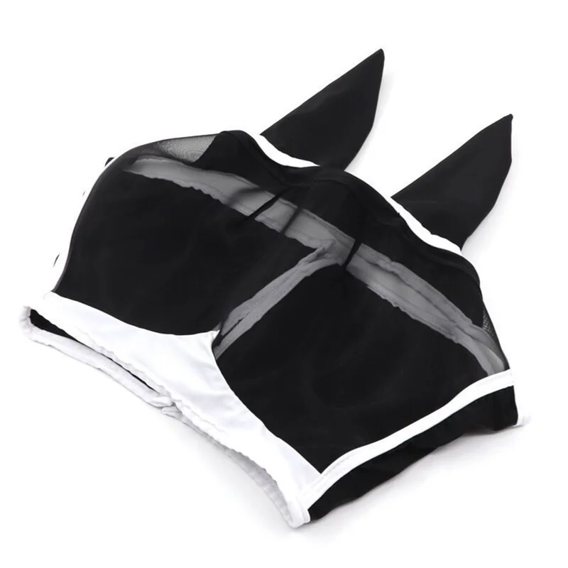 MMZ-001 Horse Fly Mask Comfortable Stretchy Elastic Horse Face Cover Anti-mosquito Eye Protection Horse Face Mask - Schwarz
