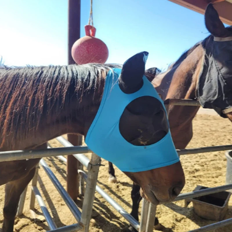 MMZ-001 Horse Fly Mask Comfortable Stretchy Elastic Horse Face Cover Anti-mosquito Eye Protection Horse Face Mask - Schwarz