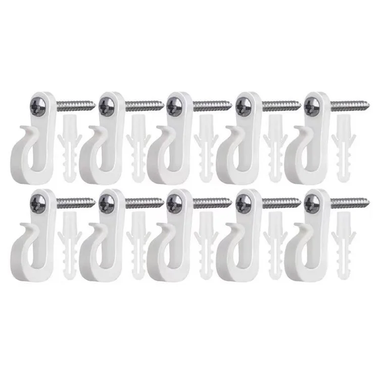 10-Pack Outdoor Hanging Plant Hooks for String Lights - Heavy-Duty Screw-In Expansion Anchors - White