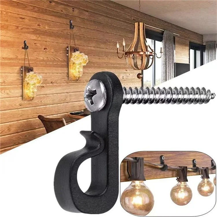 10-Pack Outdoor Hanging Plant Hooks for String Lights - Heavy-Duty Screw-In Expansion Anchors - White