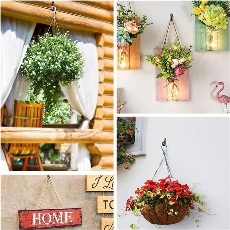 40Pcs Q-Hanger Screw Hooks ABS+Stainless Steel Outdoor Hangers for Hanging String Lights - Black