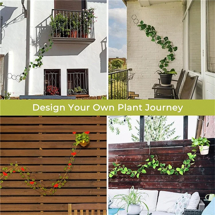 18Pcs Plant Support Trellis DIY Climbing Plant Wall Decor Hexagonal Chain Link Grid