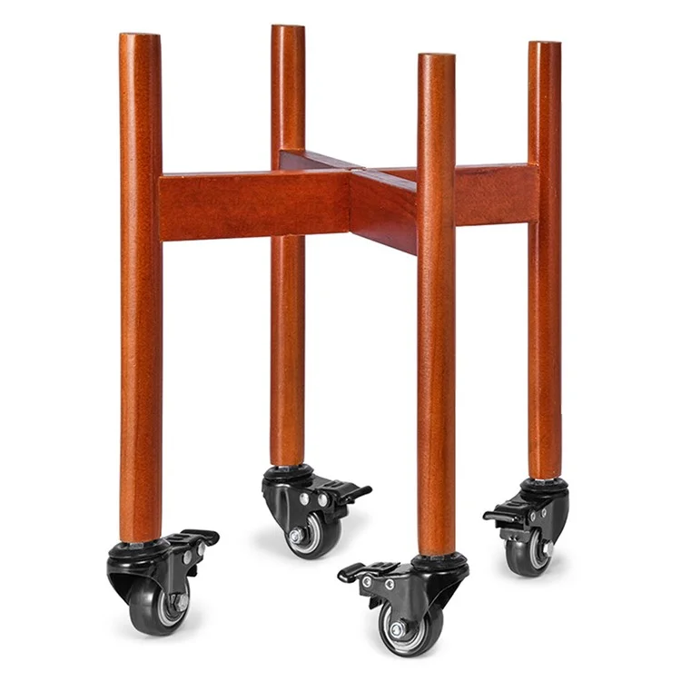 Soporte para Plantas de Madera con Ruedas, Macetero Móvil para Interior y Exterior - Marrón Rojizo