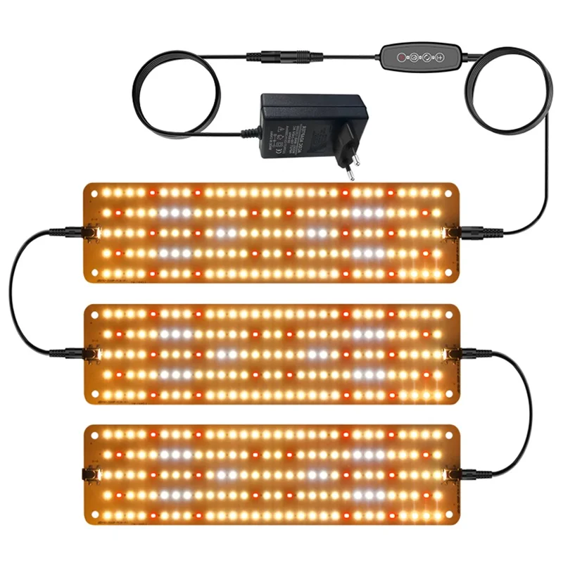 12V 3-Panel Plant Growing Light Plant Shelf Seedling Growth Fill Light, EU Plug - Warm Light