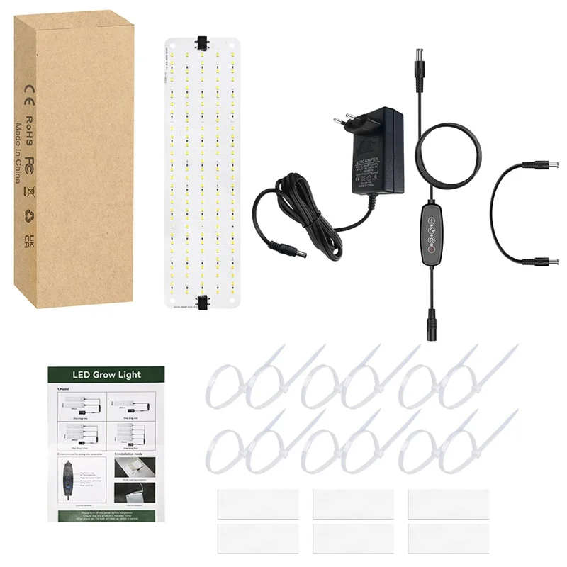 12V 3-Panel Plant Growing Light Plant Shelf Seedling Growth Fill Light, EU Plug - Warm Light