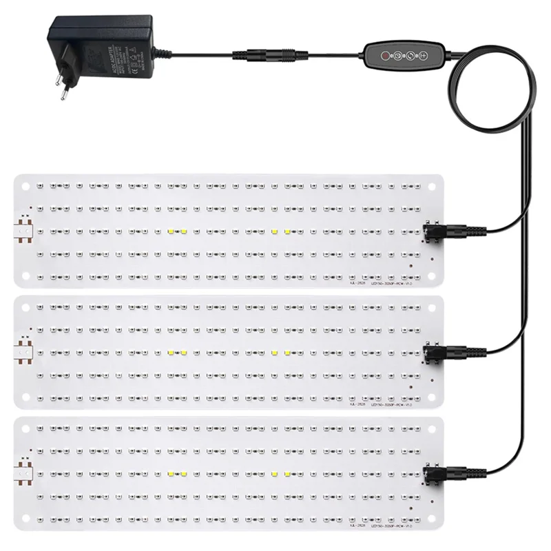 12V 3-Panel Plant Growing Light Plant Shelf Seedling Growth Fill Light, EU Plug - Warm Light
