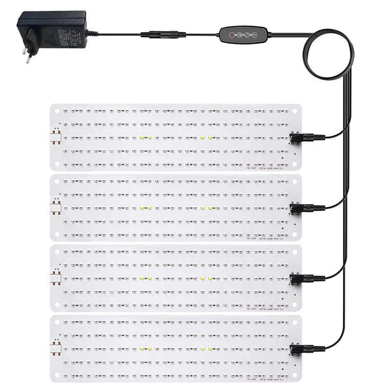 12V 4-Panel Plant Seedling Growth Light 6 Brightness Plant Shelf Fill Light, EU Plug - Red+Blue Light