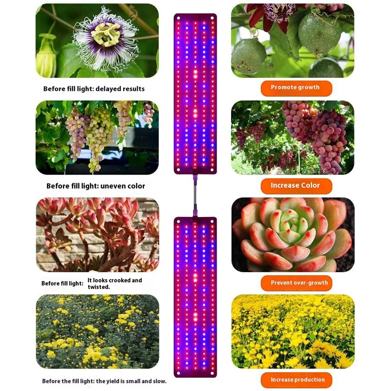 12V 4-Panel Plant Seedling Growth Light 6 Brightness Plant Shelf Fill Light, EU Plug - Red+Blue Light
