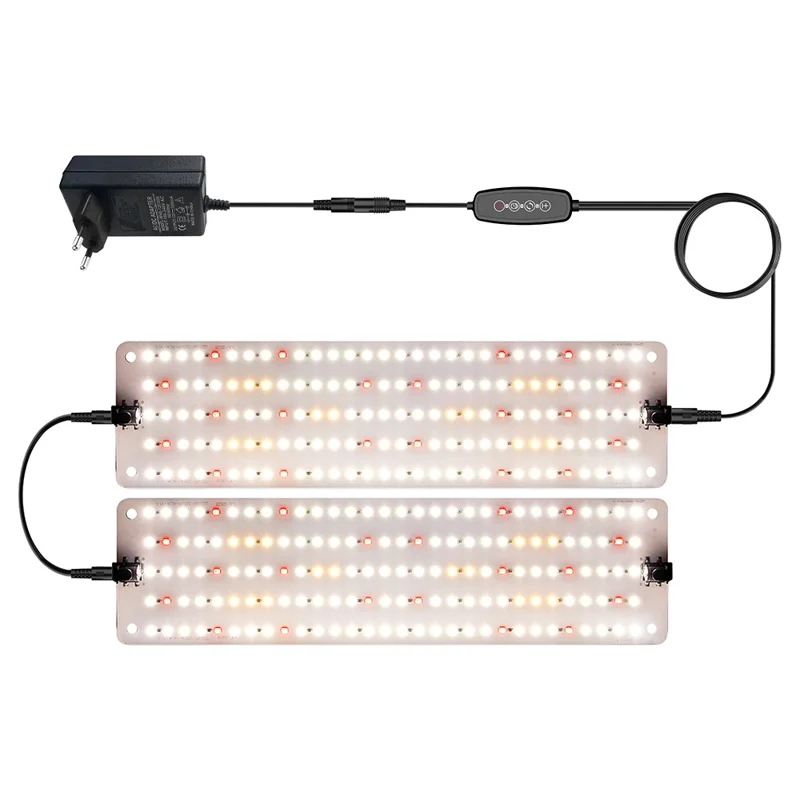 12V 2-Panel Plant Growing Light Potted Plants Shelf Seedling Growth Fill Light, EU Plug - Cold Light
