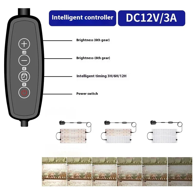 12V 2-Panel Plant Growing Light Potted Plants Shelf Seedling Growth Fill Light, EU Plug - Cold Light