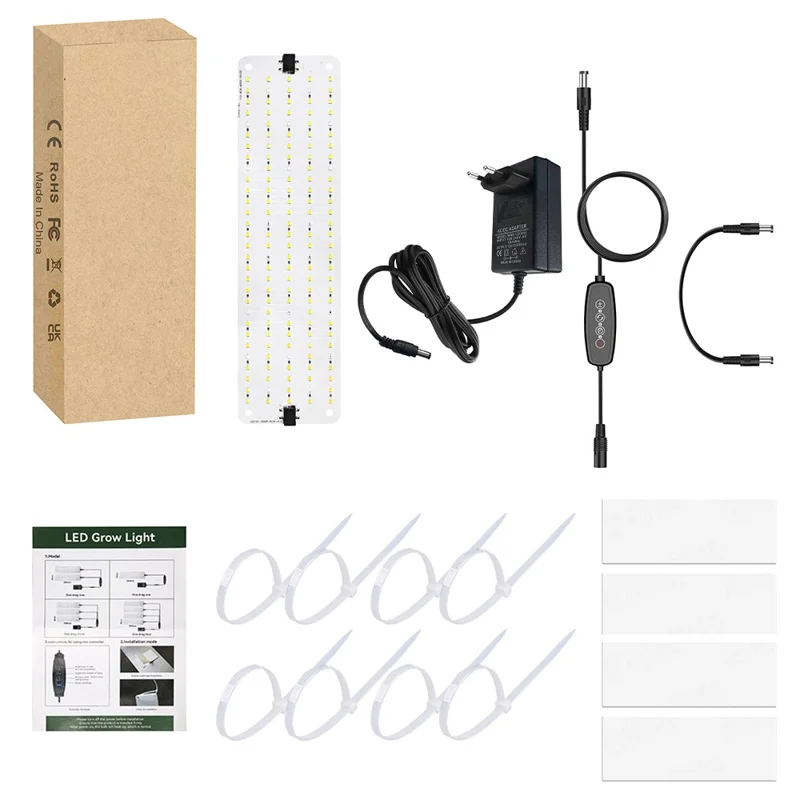 12V 2-Panel Plant Growing Light Potted Plants Shelf Seedling Growth Fill Light, EU Plug - Cold Light