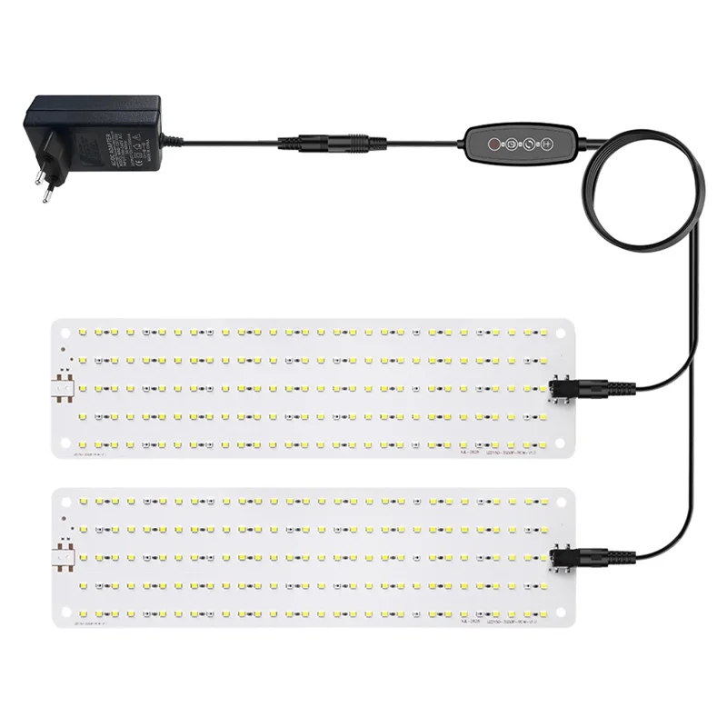 12V 2-Panel Plant Growing Light Potted Plants Shelf Seedling Growth Fill Light, EU Plug - Cold Light