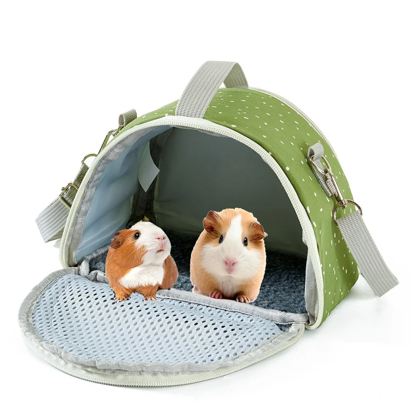 QS-117 Hamster Squirrel Carrier Bag Polyester Outdoor Lizard Small Pet Gift Crossbody Bag - Orange