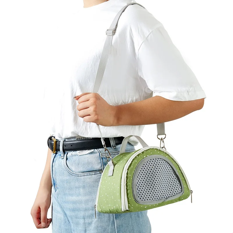 QS-117 Hamster Squirrel Carrier Bag Polyester Outdoor Lizard Small Pet Gift Crossbody Bag - Orange
