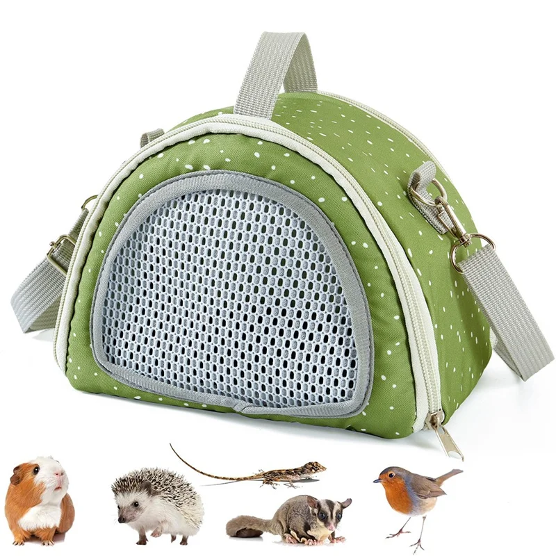 QS-117 Hamster Squirrel Carrier Bag Polyester Outdoor Lizard Small Pet Gift Crossbody Bag - Orange