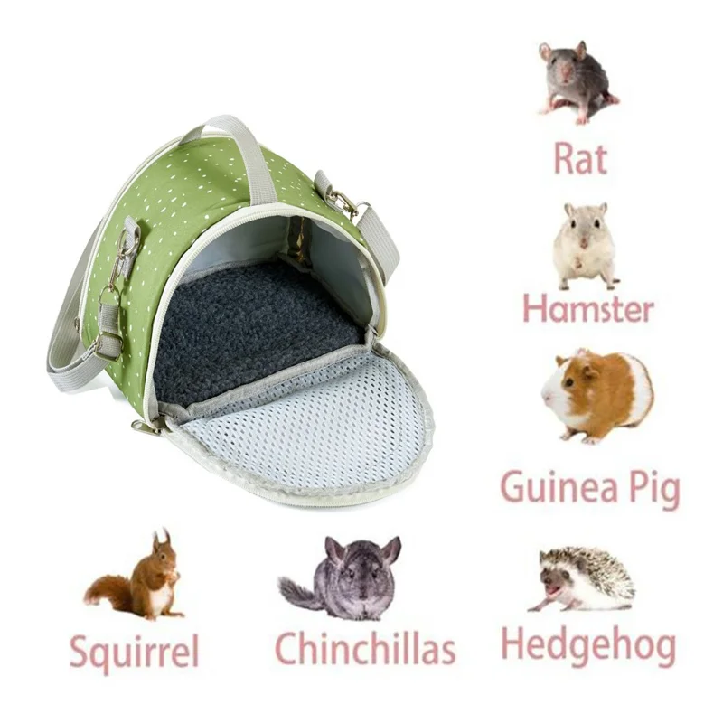 QS-117 Hamster Squirrel Carrier Bag Polyester Outdoor Lizard Small Pet Gift Crossbody Bag - Orange