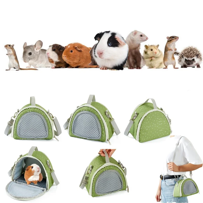 QS-117 Hamster Squirrel Carrier Bag Polyester Outdoor Lizard Small Pet Gift Crossbody Bag - Orange