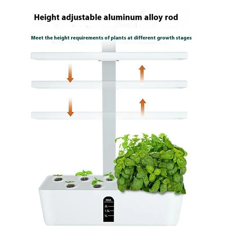 Halo-03 9-Hole Smart Hydroponics Plant Growing System Indoor Vegetable Flower Pot with LED Grow Light - White / EU Plug