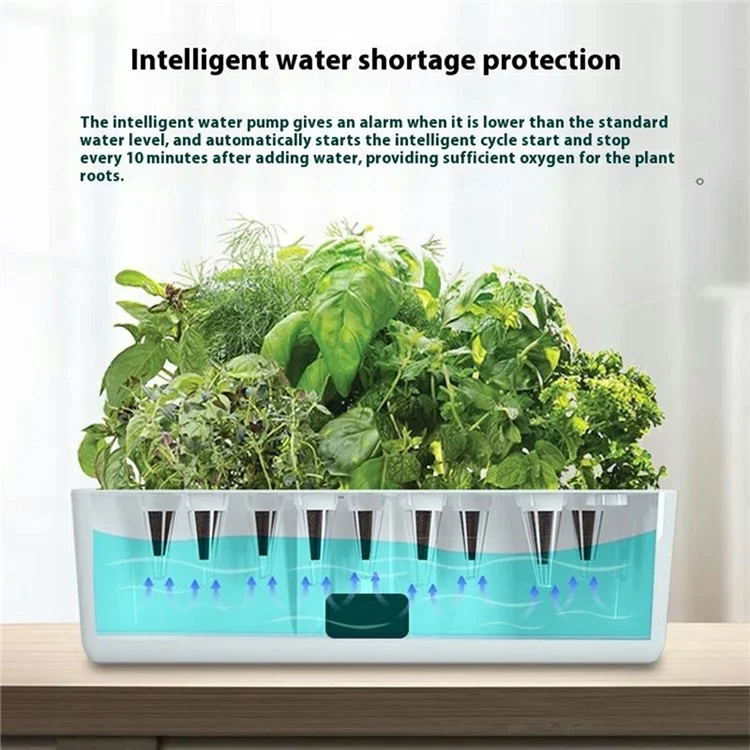 Halo-03 9-Hole Smart Hydroponics Plant Growing System Indoor Vegetable Flower Pot with LED Grow Light - White / EU Plug