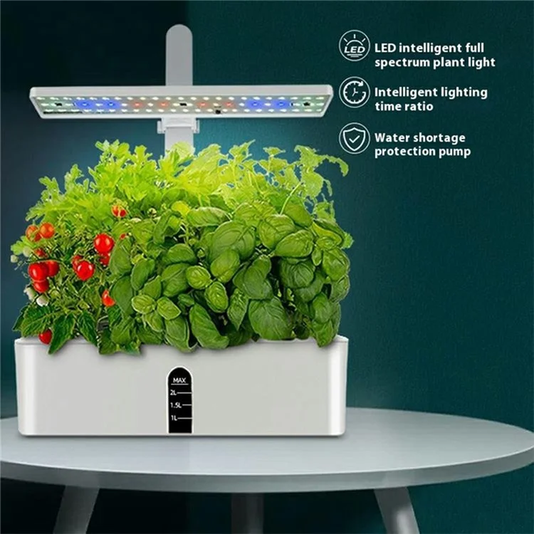 Halo-03 9-Hole Smart Hydroponics Plant Growing System Indoor Vegetable Flower Pot with LED Grow Light - White / EU Plug