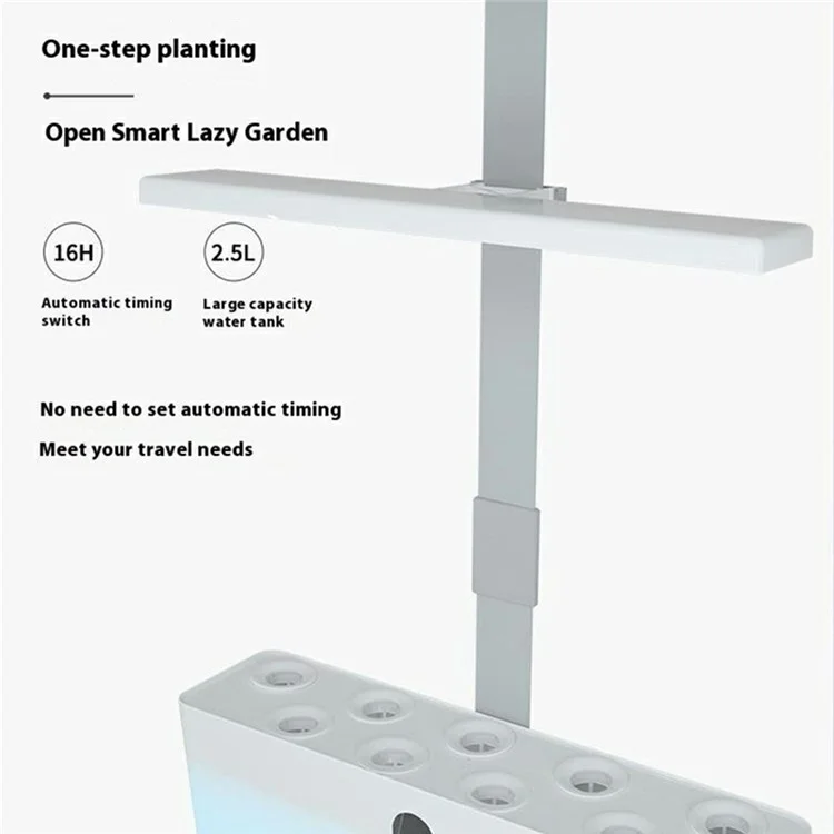 Halo-03 9-Hole Smart Hydroponics Plant Growing System Indoor Vegetable Flower Pot with LED Grow Light - White / EU Plug