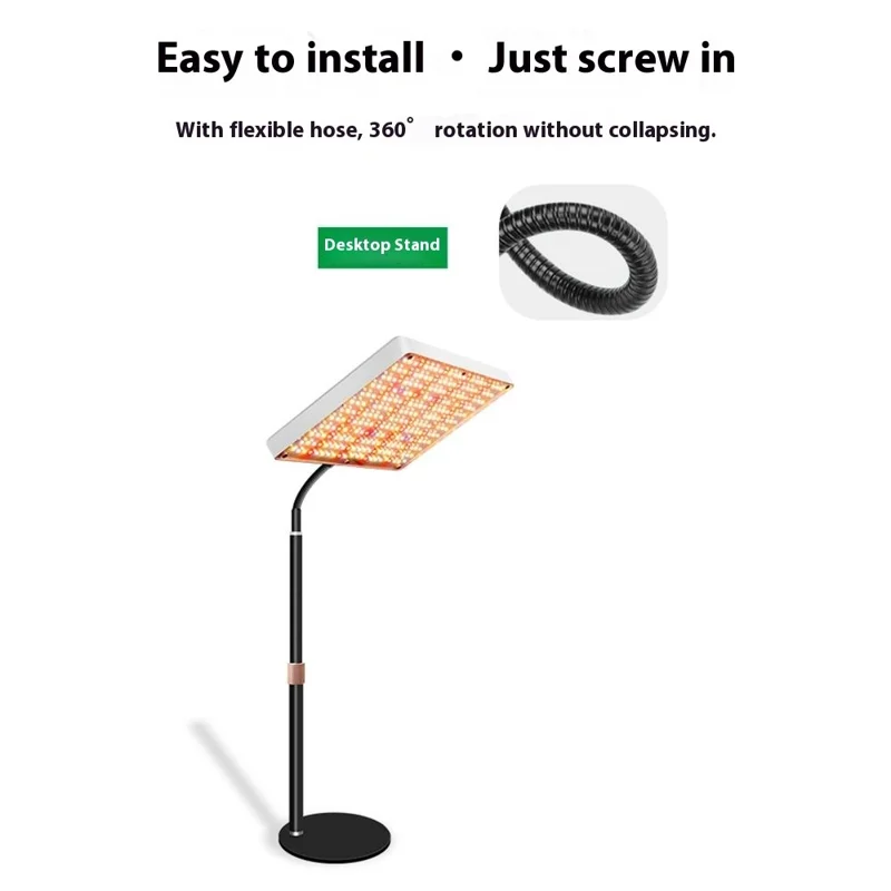 Lampe de croissance LED spectre complet avec support de bureau Mode Veg Bloom Variateur progressif, Style F - Prise US