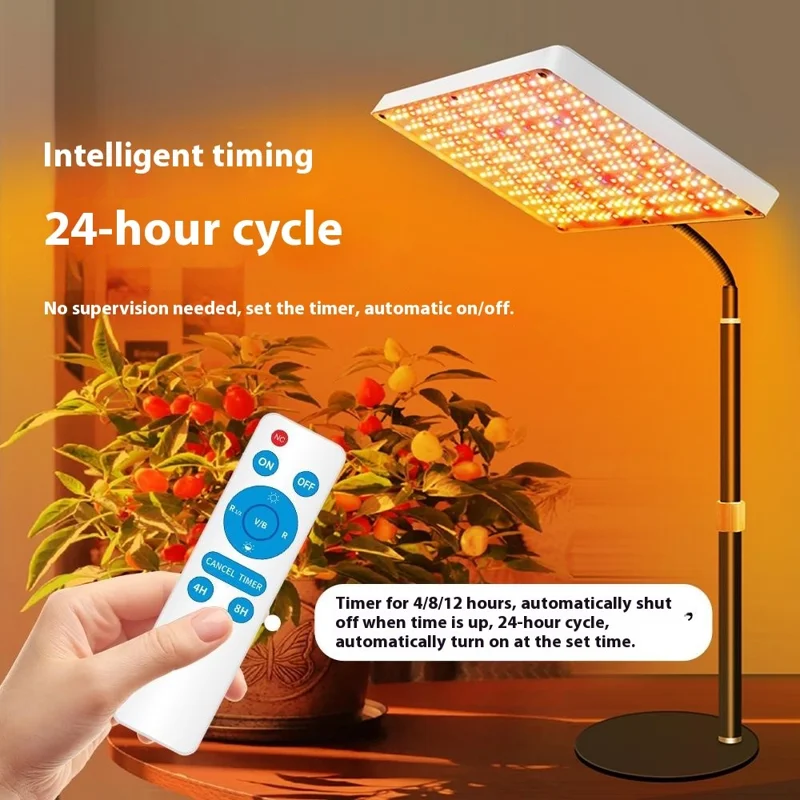 Lampe de croissance LED spectre complet avec support de bureau Mode Veg Bloom Variateur progressif, Style F - Prise US