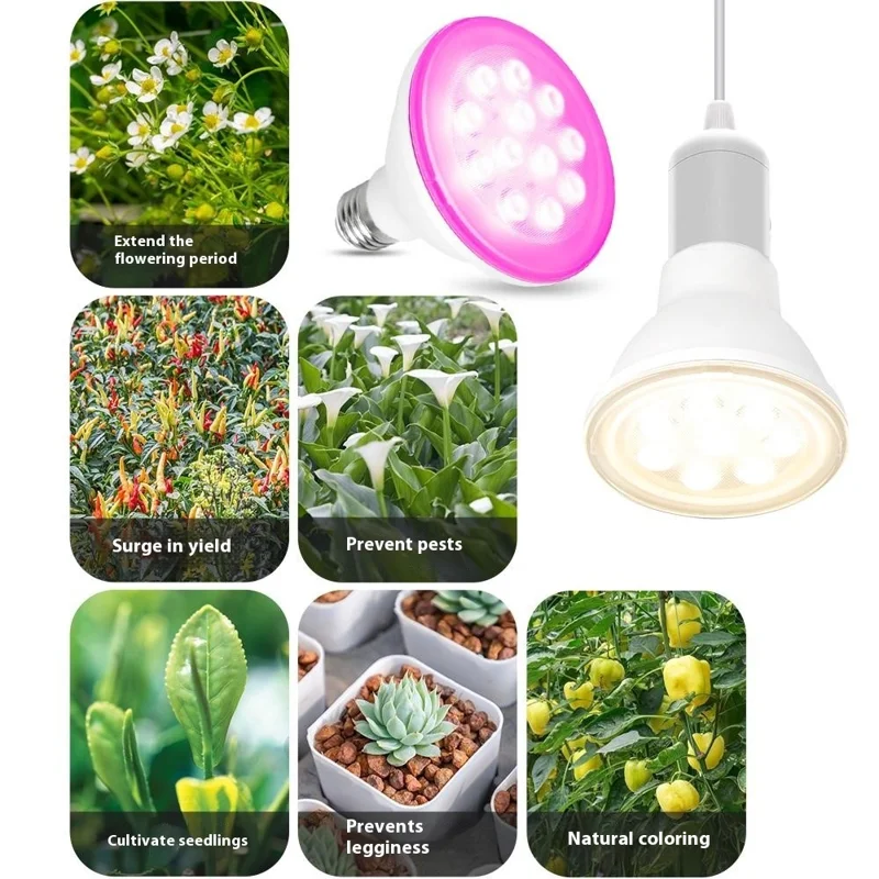 12-LED 11W Hocheffiziente E27 Sockel PAR LED Pflanzenlampe für Innenräume - Warmweißes Licht