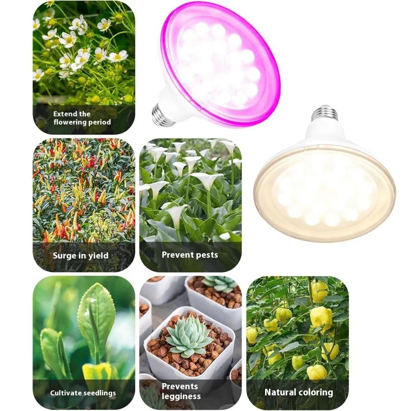 18-LED 15W Hocheffiziente E27 Sockel PAR LED Pflanzenlampe für Innenbereichswachstum - Warmweiß