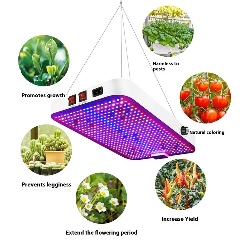 Adjustable Modes Dimmable Full Spectrum Plant Grow Light 556 LEDs Indoor Plants Growth Lamp, Large Size - EU Plug