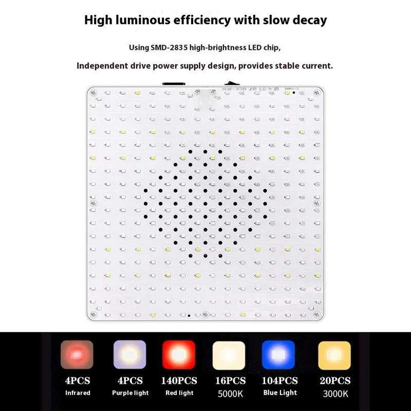 Luz de Crescimento Quadrada de Espectro Completo Style G VEG and Bloom para Plantas Internas, Lâmpada de Cultivo com Tripé, Plugue EU