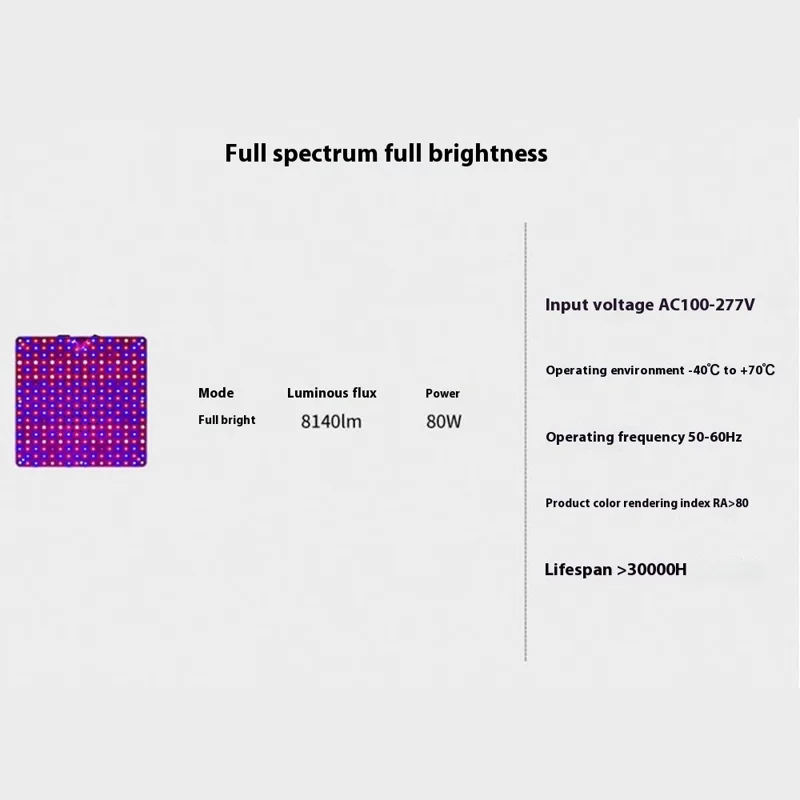 Style G VEG and Bloom Full Brightness Growing Lamp Square Shape Full Spectrum Desktop Plant Grow Light, EU Plug