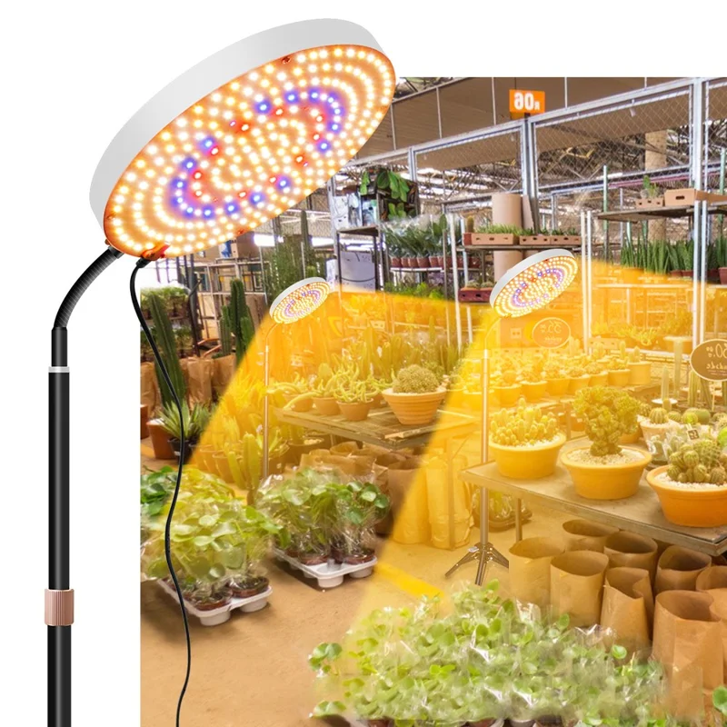 Style G Round Shape Sunlight Simulation Plant Grow Light VEG and BLOOM Full Brightness Desktop LED Growing Lamp, EU Plug