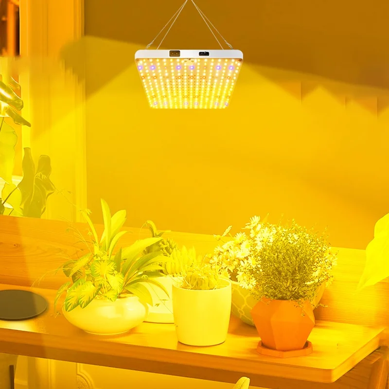 Luminária de Crescimento G Formato Quadrado com Simulação de Luz Solar, Fio de Suspensão, Luz LED Completa para Vegetação e Floração, Plugue EU