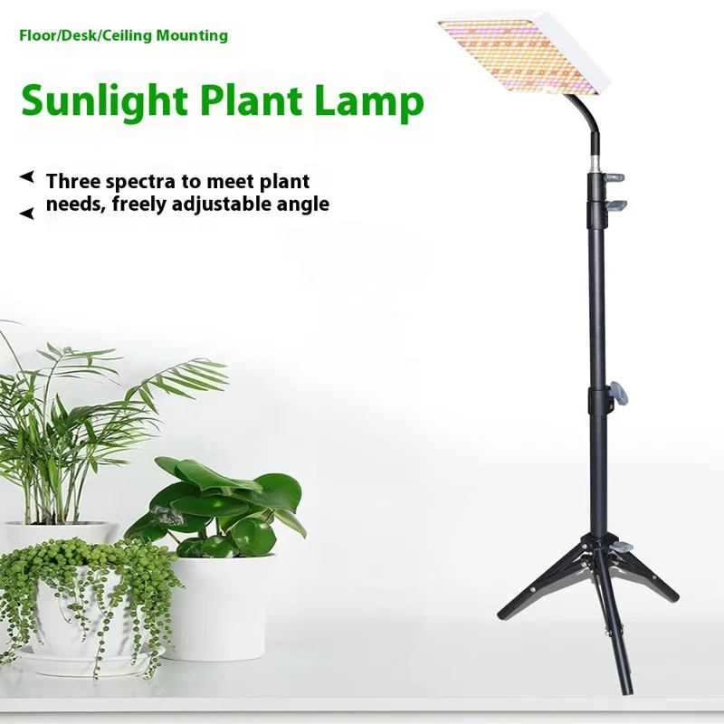 Luz de Crescimento G em Formato Quadrado para Plantas, Simulação de Luz Solar com Tripé, Modo VEG e BLOOM, Luminosidade Total, Lâmpada LED para Cultivo, Plug EU