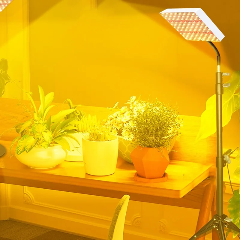 Luz de Crescimento G em Formato Quadrado para Plantas, Simulação de Luz Solar com Tripé, Modo VEG e BLOOM, Luminosidade Total, Lâmpada LED para Cultivo, Plug EU