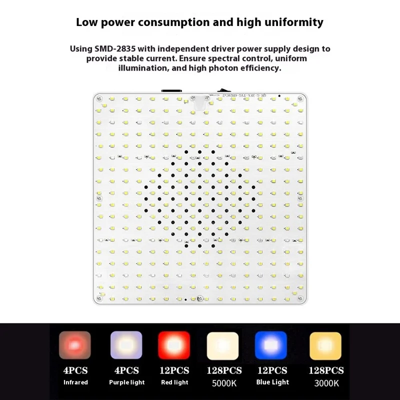 Luz de Crescimento G em Formato Quadrado para Plantas, Simulação de Luz Solar com Tripé, Modo VEG e BLOOM, Luminosidade Total, Lâmpada LED para Cultivo, Plug EU