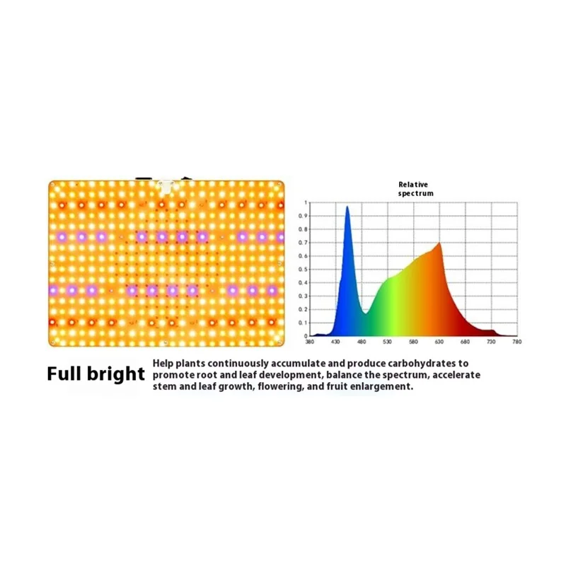 Style G Rectangular Sunlight Simulation Plant Grow Light with Hanging Wire VEG and BLOOM Full Brightness LED Growing Lamp, EU Plug