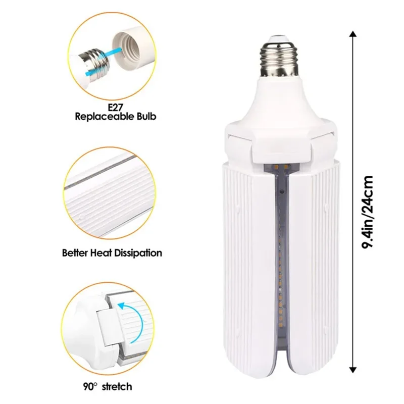 ZW0271 3-Leaf 150W LED Grow Light E27 Screw Warm Light Full Spectrum Plant Light - US Plug