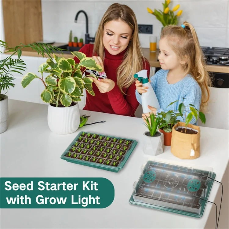 DZL-PL001 Four Strip Full-spectrum Seedling Light with Pot Garden Grow Lamp - White+Blue Light / US Plug