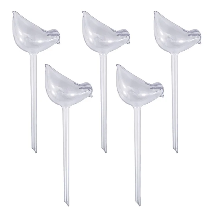5Pcs Distributeur d'eau en forme d'oiseau de 90ml, Système d'irrigation au goutte-à-goutte en PVC, Dispositif d'arrosage automatique, Taille L - Transparent