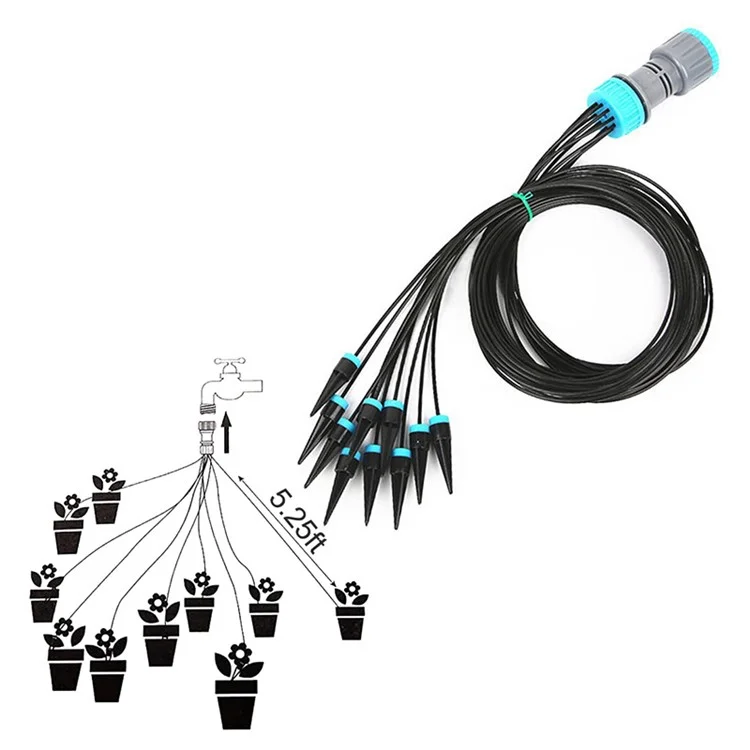 Système d'Arrosage de Jardin avec Kit d'Irrigation à 10 Têtes de Goutte-à-Goutte pour Plantes d'Intérieur et d'Extérieur, Dispositif d'Auto-Irrigation