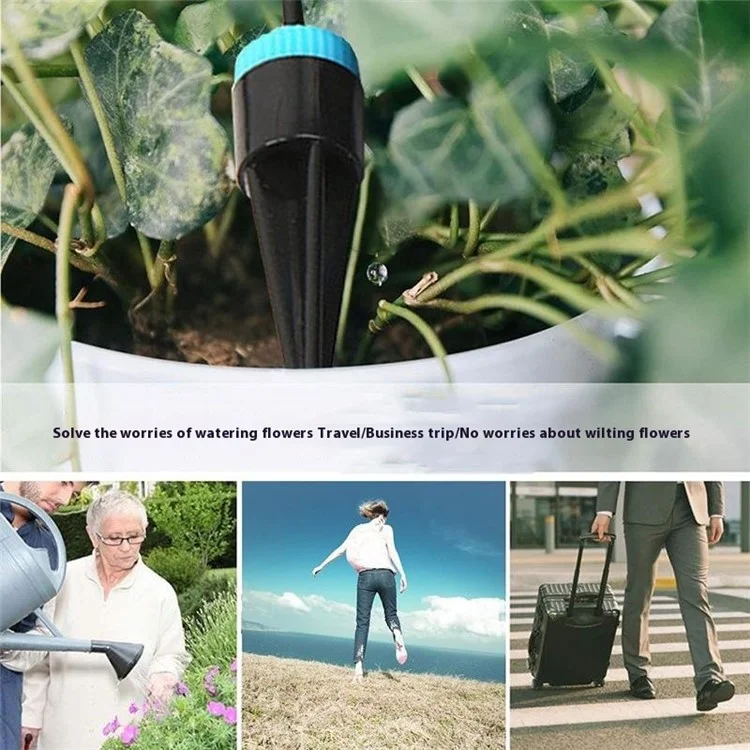 Système d'Arrosage de Jardin avec Kit d'Irrigation à 10 Têtes de Goutte-à-Goutte pour Plantes d'Intérieur et d'Extérieur, Dispositif d'Auto-Irrigation